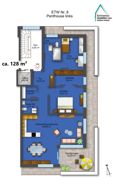 Grundriss mit m²