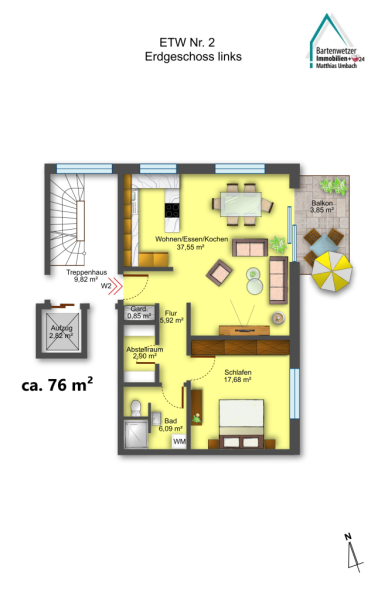 Grundriss mit m²